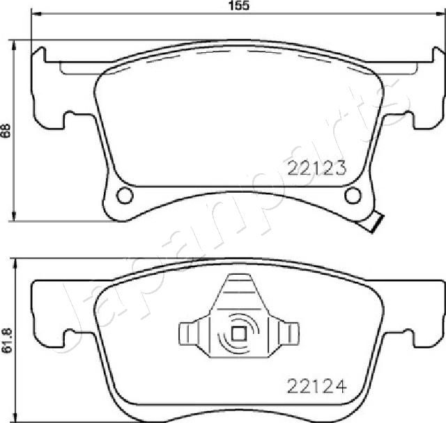 Комплект гальмівних накладок, дискове гальмо, Japanparts PA-0401AF