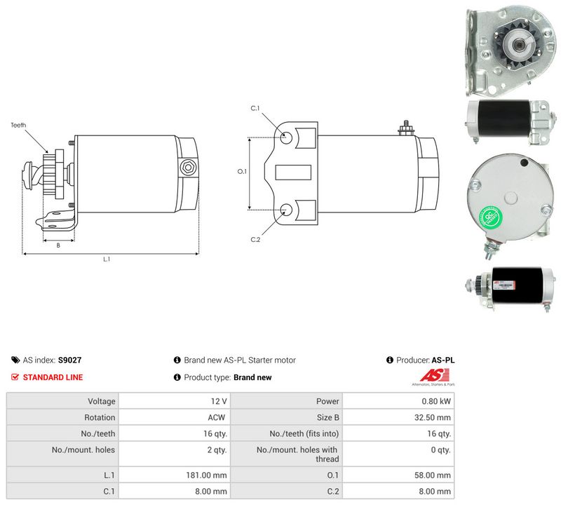 Starter, AS-PL S9027