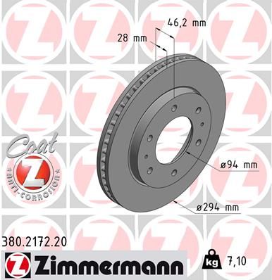 Гальмівний диск, Zimmermann 380.2172.20