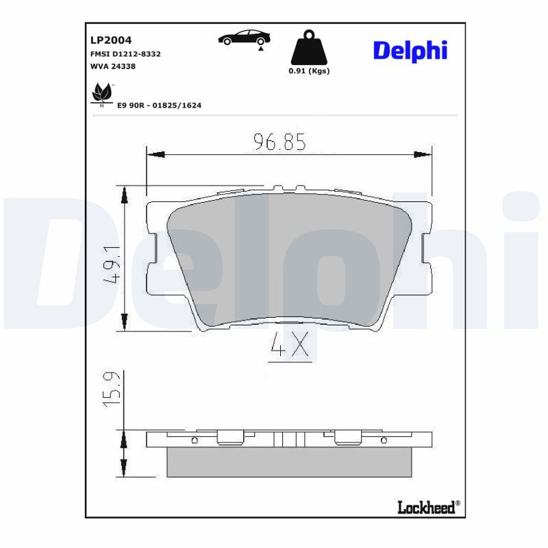 DELPHI LP2004 Brake Pad Set, disc brake