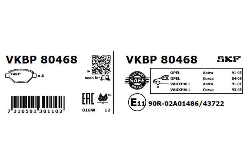 SKF VKBP 80468 Brake Pad Set, disc brake