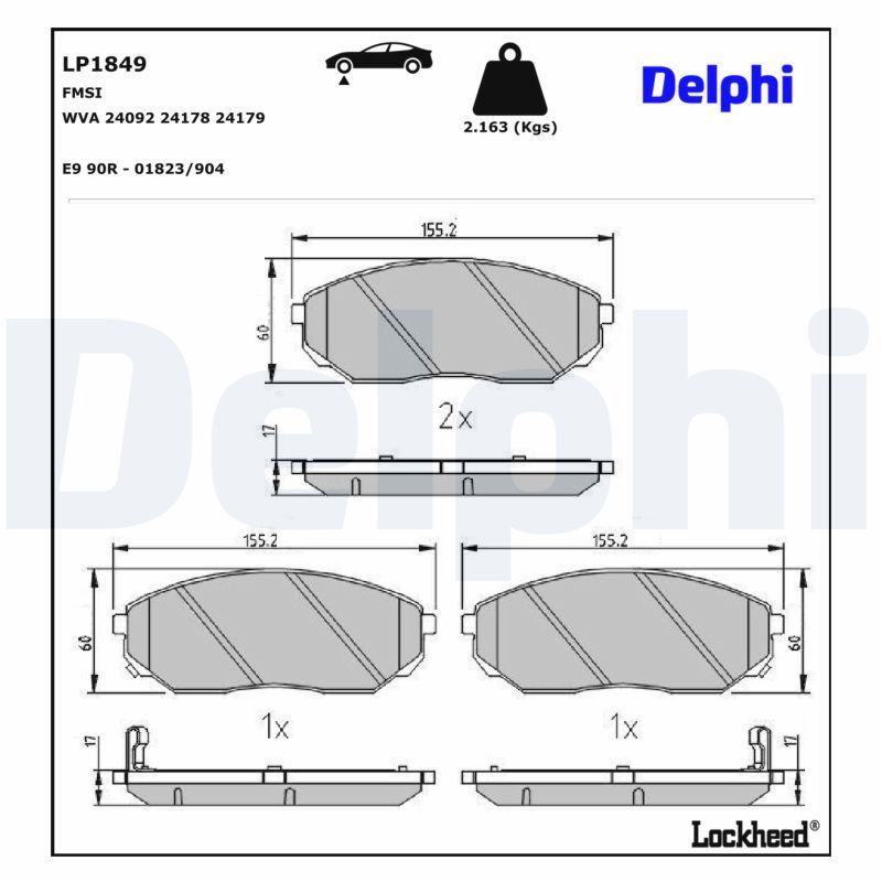 Piduriklotsi komplekt, ketaspidur, DELPHI LP1849