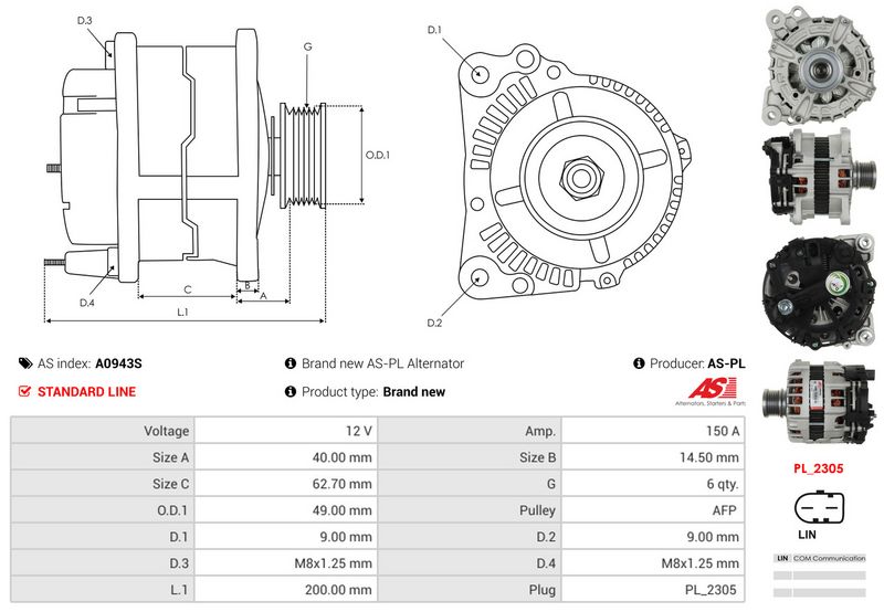 AS-PL A0943S Alternator