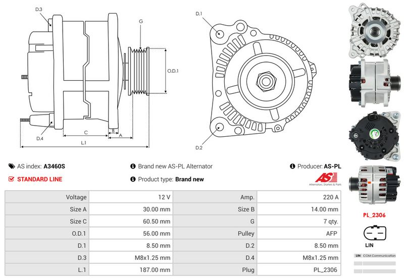 AS-PL A3460S Alternator