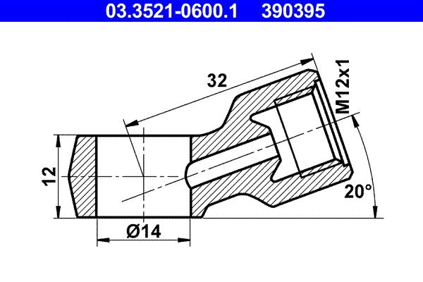 ATE Aansluitnippel, pijpleiding 03.3521-0600.1