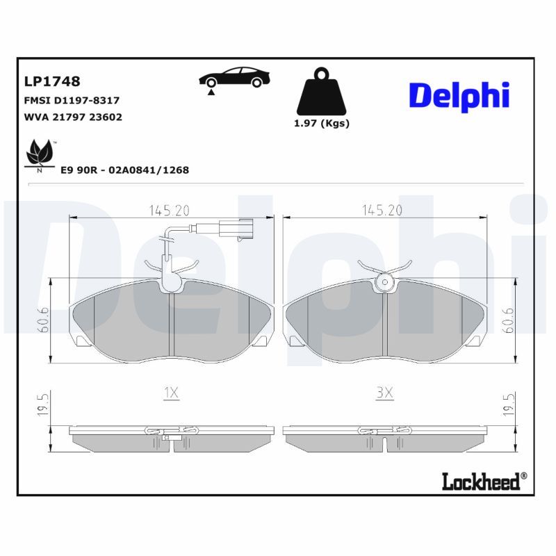 Piduriklotsi komplekt, ketaspidur, DELPHI LP1748