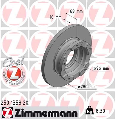 Гальмівний диск, Zimmermann 250.1358.20