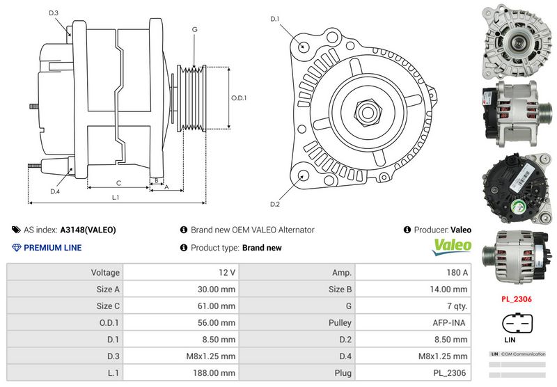 AS-PL A3148(VALEO) Alternator