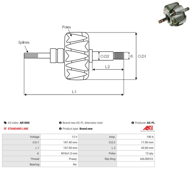 AS-PL AR1005 Rotor, alternator