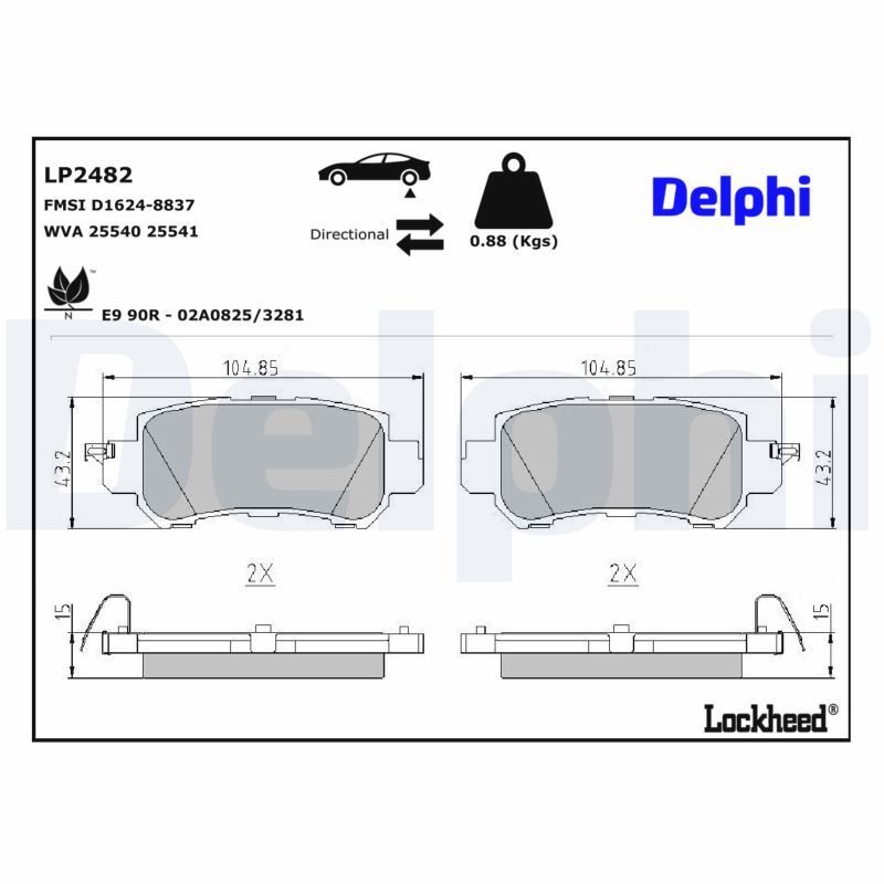 Piduriklotsi komplekt, ketaspidur, DELPHI LP2482