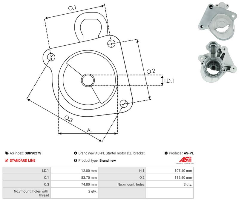 AS-PL SBR9027S Starter Lid, carburettor