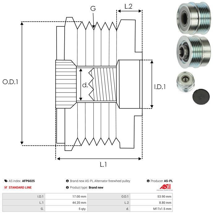 AS-PL AFP6025 Alternator Freewheel Clutch