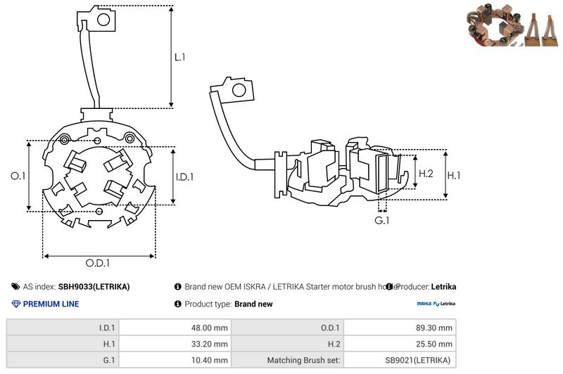 AS-PL SBH9033(LETRIKA) Holder, carbon brushes