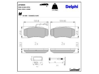 DELPHI LP2054 Brake Pad Set, disc brake