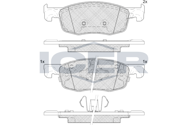 Комплект гальмівних накладок, дискове гальмо, Icer 182435