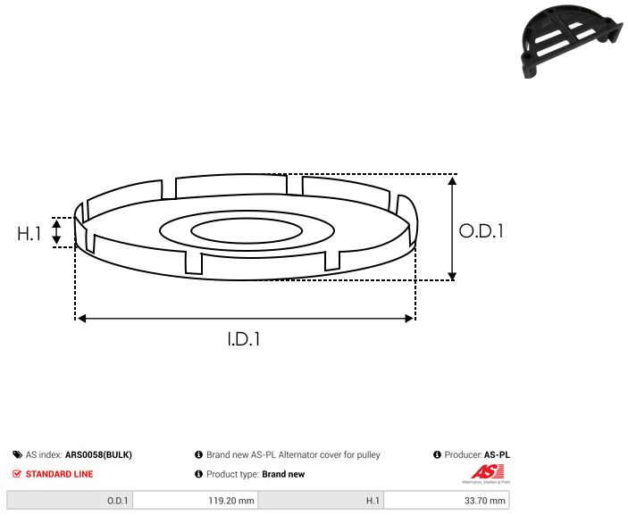 AS-PL ARS0058(BULK) Belt Pulley, alternator