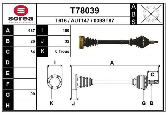 EAI hajtótengely T78039