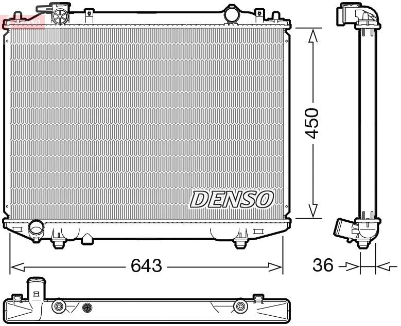 Радіатор, система охолодження двигуна, Denso DRM44047