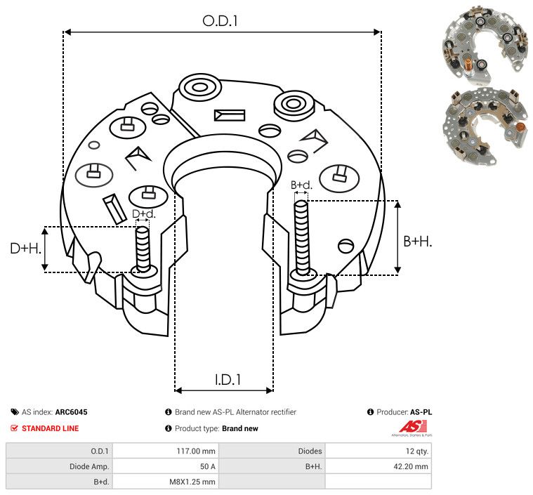 AS-PL ARC6045 Rectifier, alternator