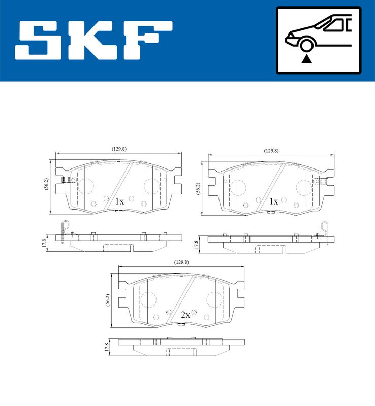 Комплект гальмівних накладок, дискове гальмо, Skf VKBP80201A