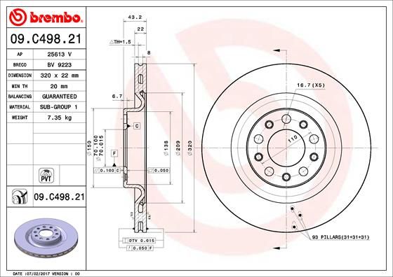 Гальмівний диск BREMBO 09C49821