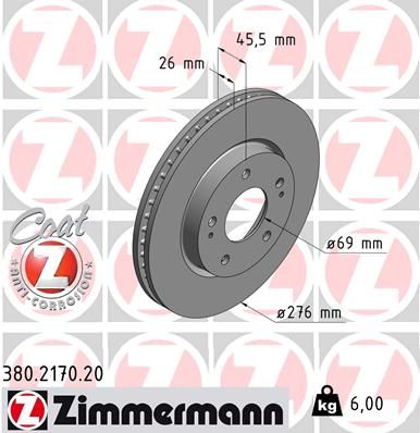 Гальмівний диск, Zimmermann 380.2170.20