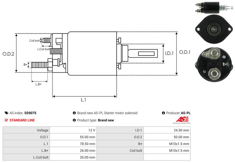 AS-PL SS9075 Solenoid Switch, starter