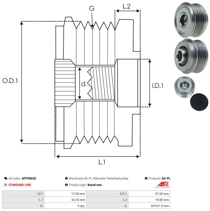 AS-PL AFP3065S Alternator Freewheel Clutch