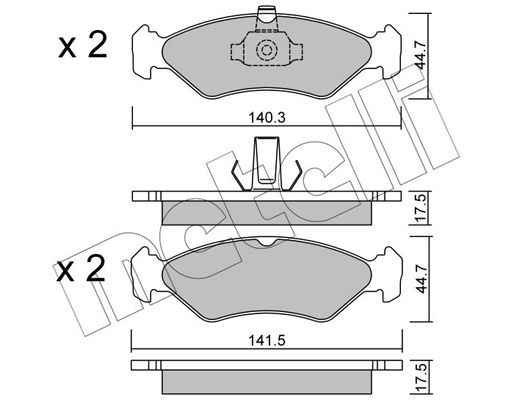 Комплект гальмівних накладок, дискове гальмо, Metelli 22-0088-0