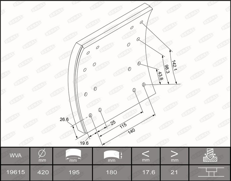 BERAL Remvoeringsset, trommelrem