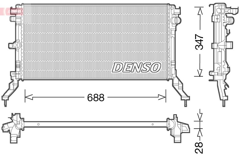 Радіатор, система охолодження двигуна, Denso DRM23039