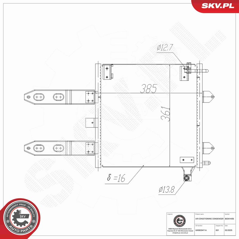 ESEN SKV 86SKV436 Condenser, air conditioning