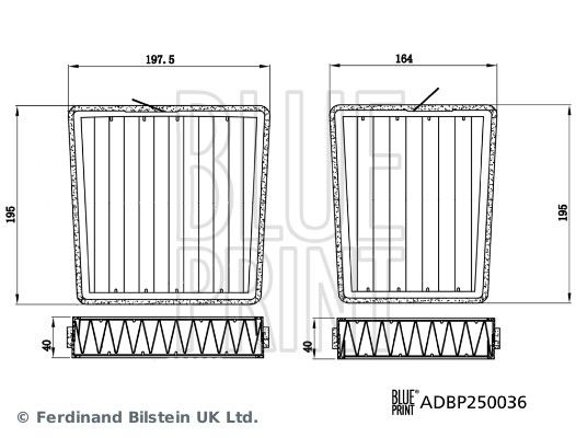 BLUE PRINT ADBP250036 Filter Set, cabin air