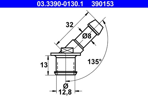 З’єднувальний патрубок, шланговий трубопровід, Ate 03.3390-0130.1