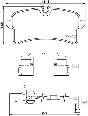 Комплект гальмівних накладок, дискове гальмо, Hella 8DB355025-291