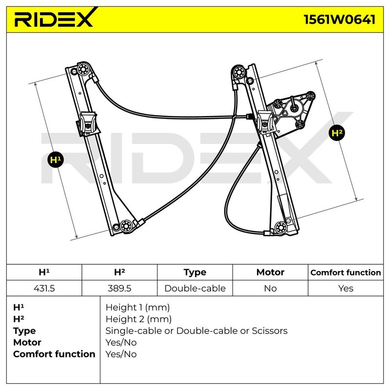 стъклоподемник RIDEX