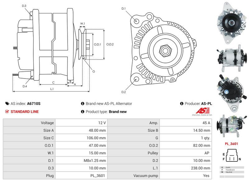 AS-PL A6710S Alternator