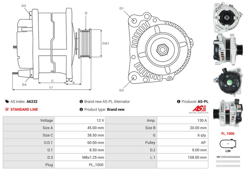 AS-PL A6232 Alternator
