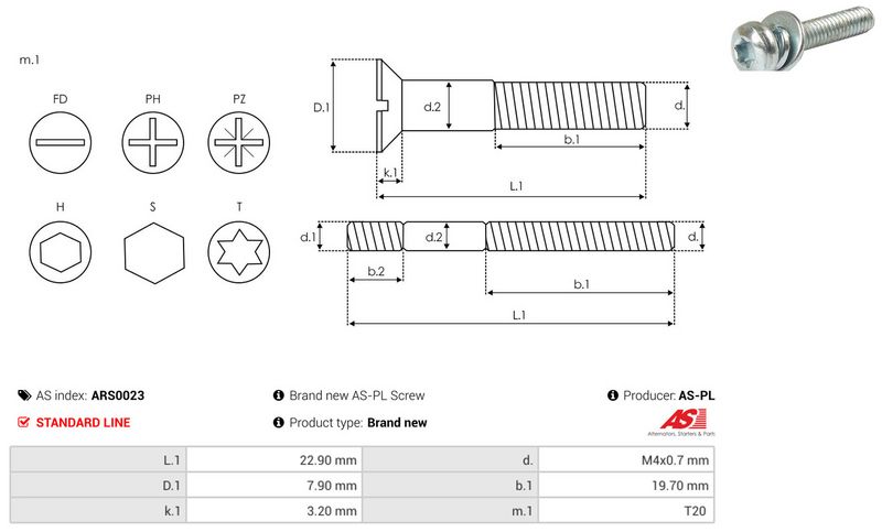 Remondikomplekt, generaator, AS-PL ARS0023