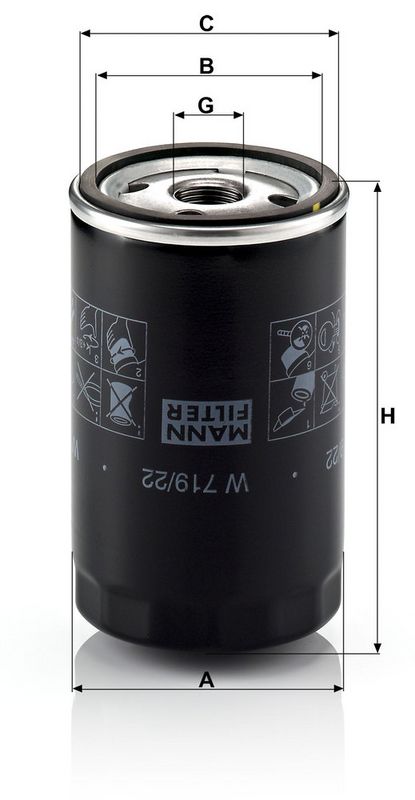 Õlifilter, MANN-FILTER W 719, 22