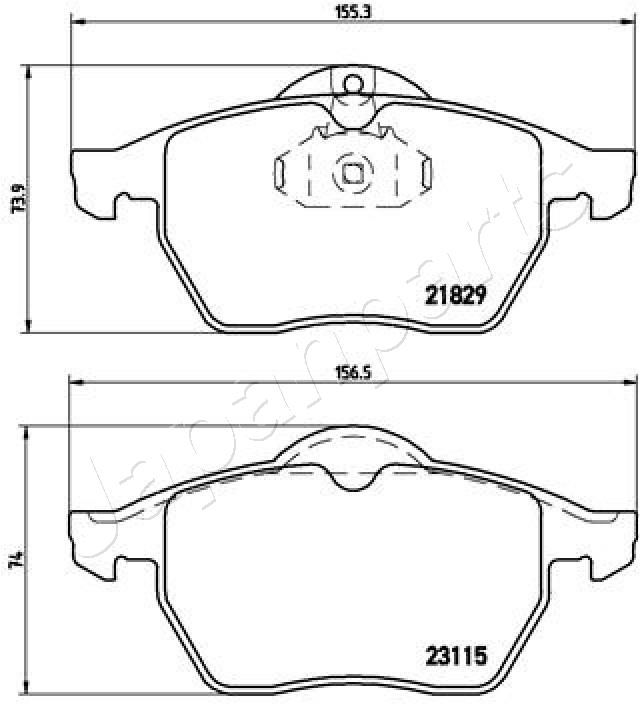 Комплект гальмівних накладок, дискове гальмо, Japanparts PA-0404AF