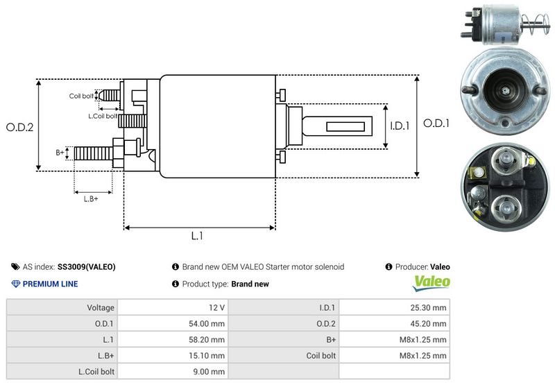 AS-PL SS3009(VALEO) Solenoid Switch, starter