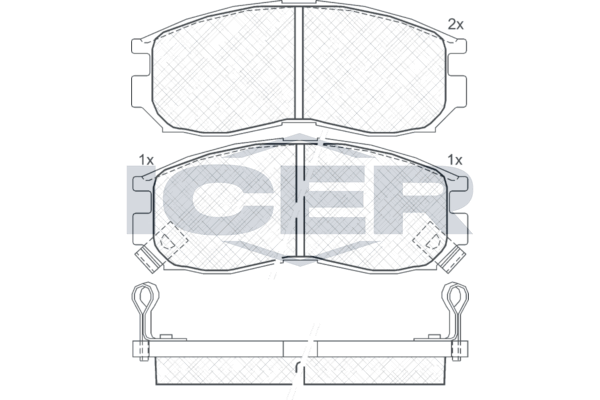 Комплект гальмівних накладок, дискове гальмо, Icer 180771
