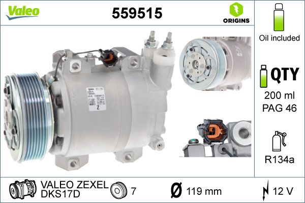 Συμπιεστής, συστ. κλιματισμού  VALEO ORIGINS NEW O.E. TECHNOLOGY