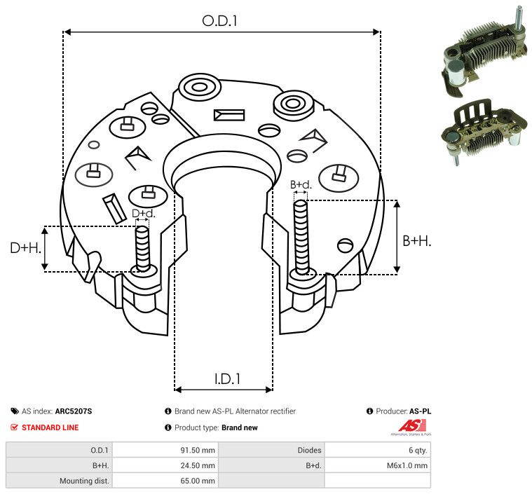 AS-PL ARC5207S Rectifier, alternator