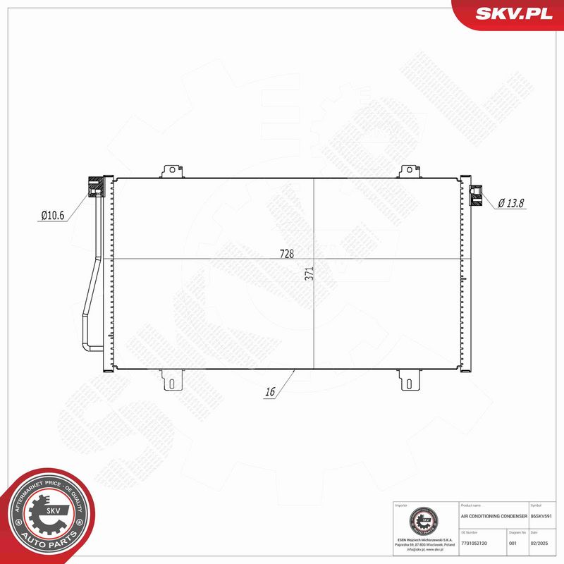 ESEN SKV 86SKV591 Condenser, air conditioning