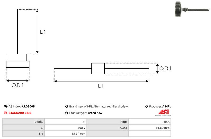 AS-PL ARD9068 Rectifier, alternator