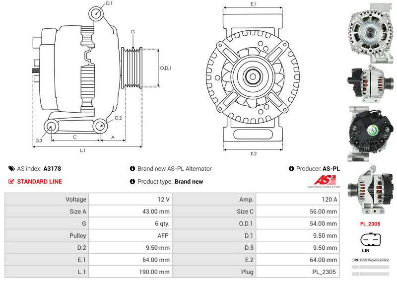 AS-PL A3178 Alternator