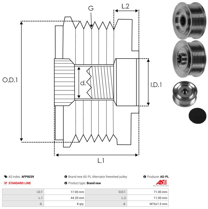 AS-PL AFP0039 Alternator Freewheel Clutch
