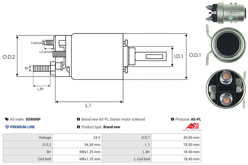 AS-PL SS9006P Solenoid Switch, starter